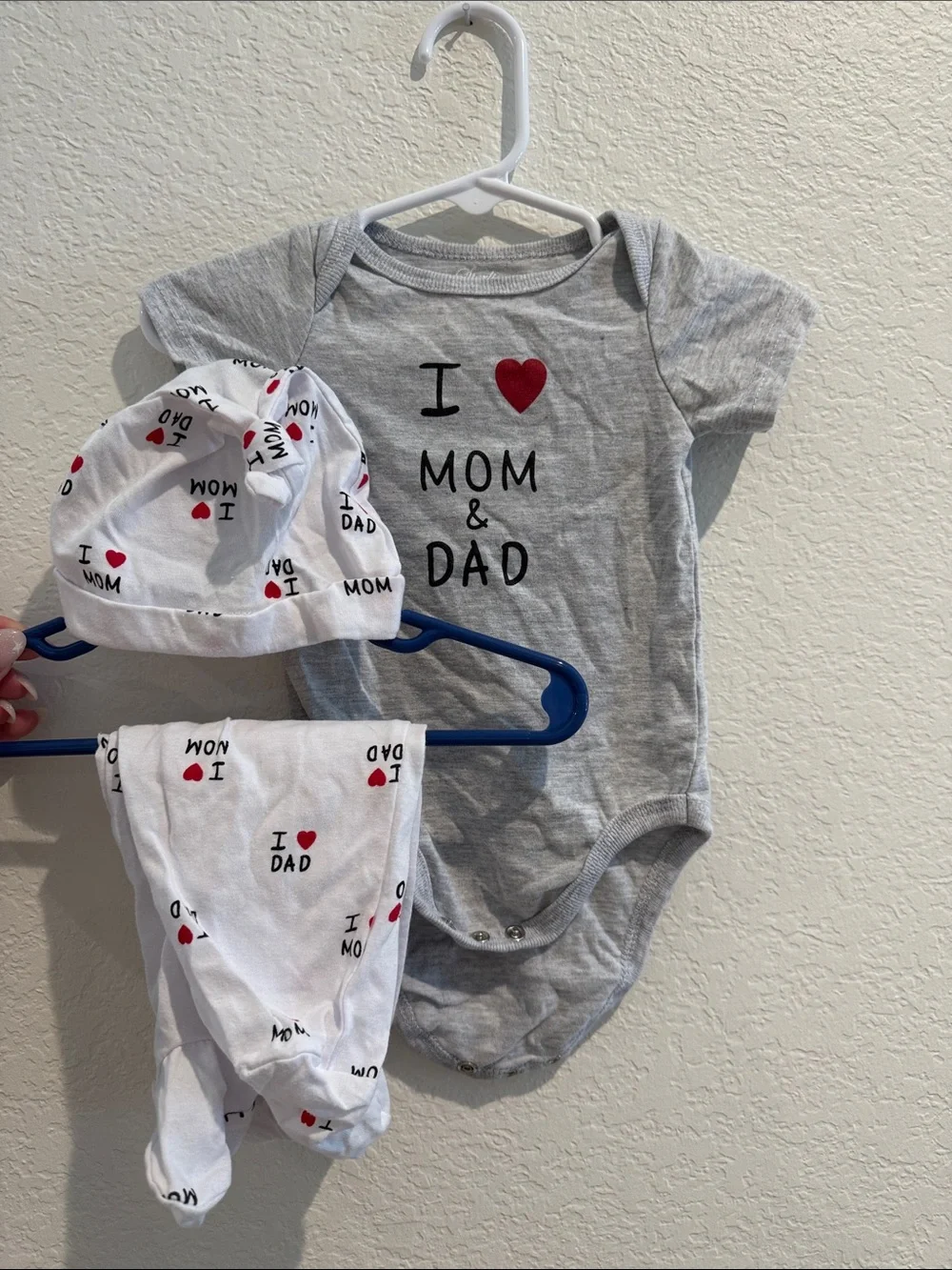 I Heart Mom & Dad Gray Baby Matching Set - 3 Pc